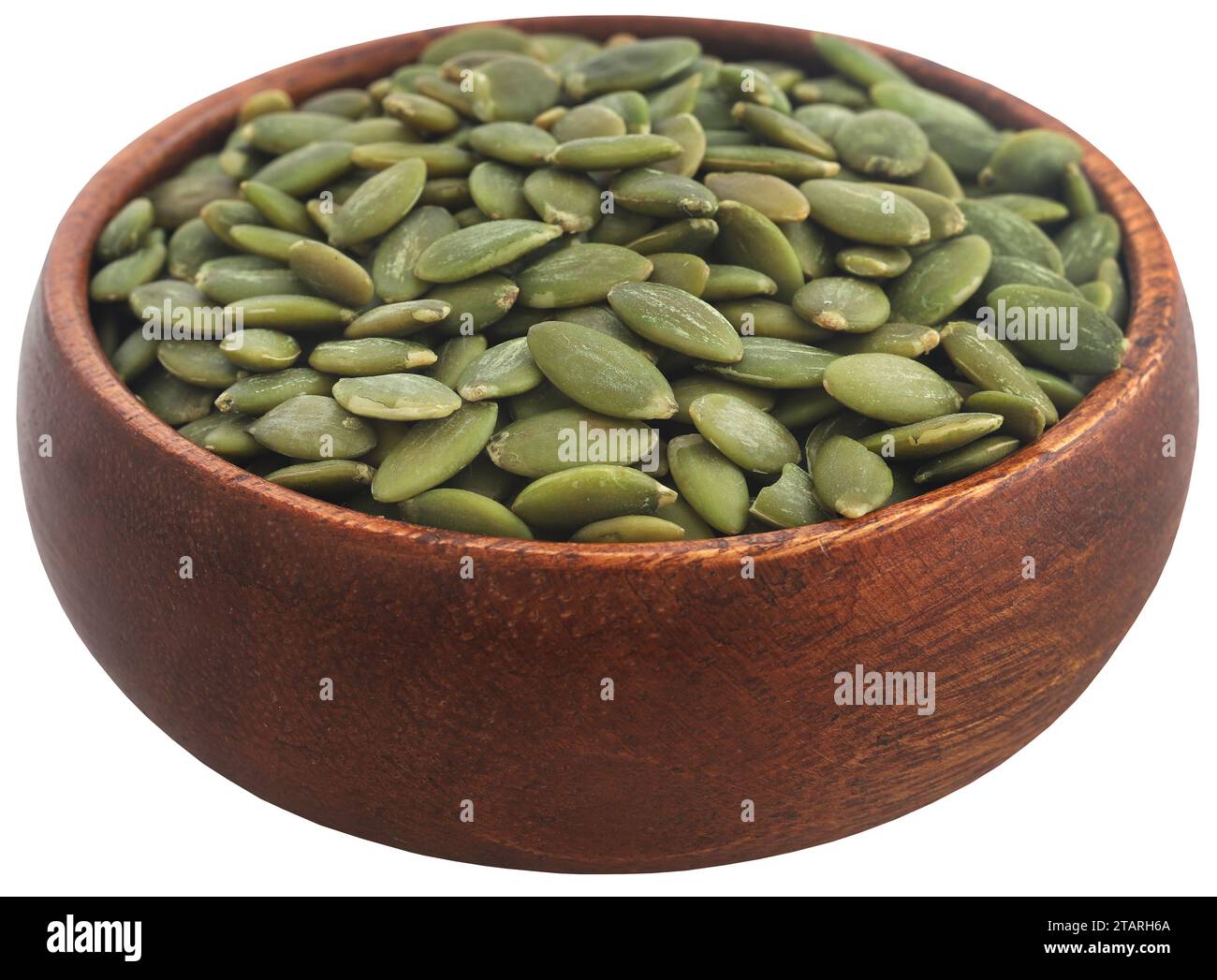 Geschälte Bio-Kürbiskerne in einer Schüssel Stockfoto