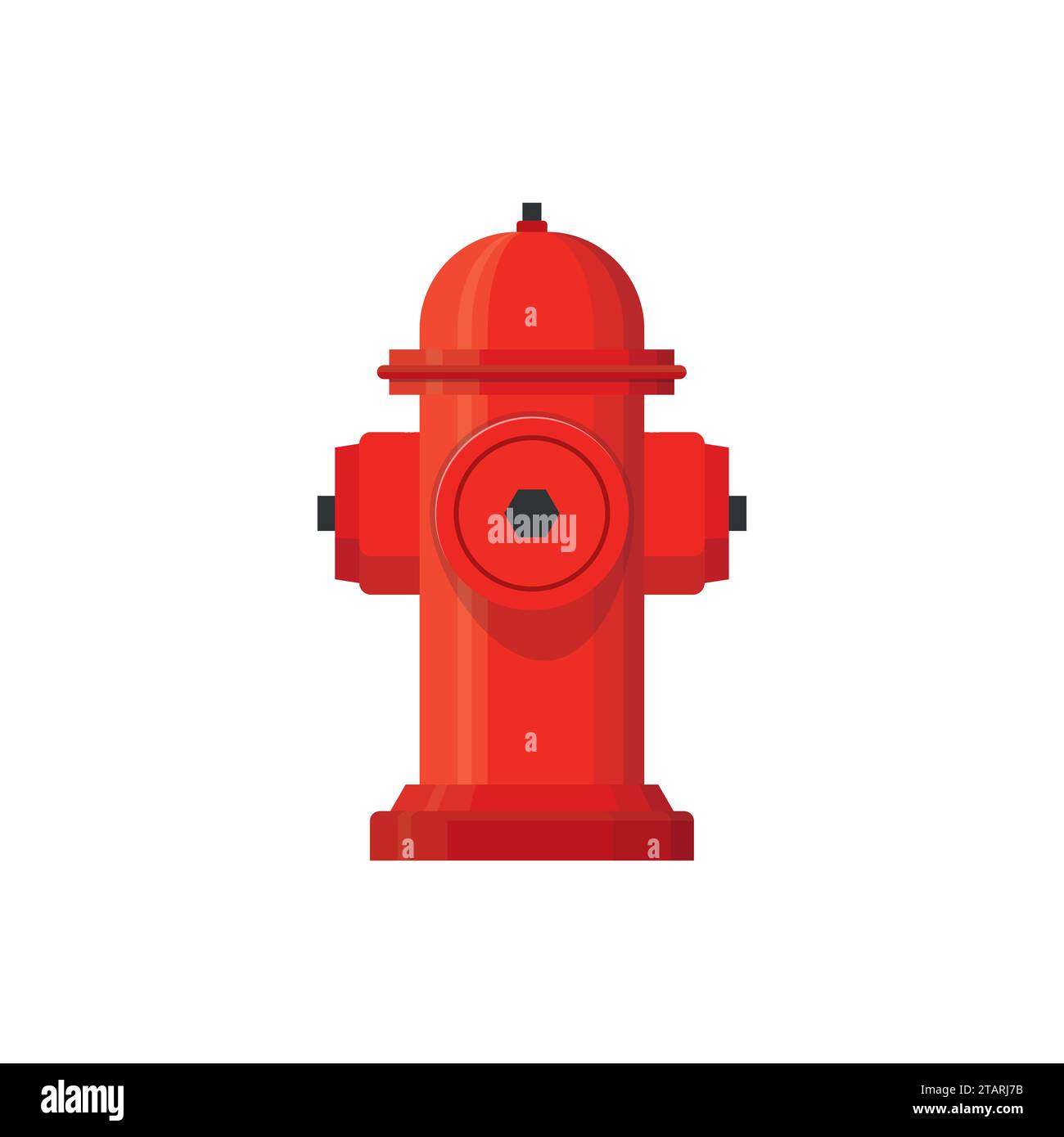 Rote Hydrantenfeuerwehr löscht das Feuersymbol in flacher Form isoliert auf weißem Hintergrund. Vektorabbildung Stock Vektor