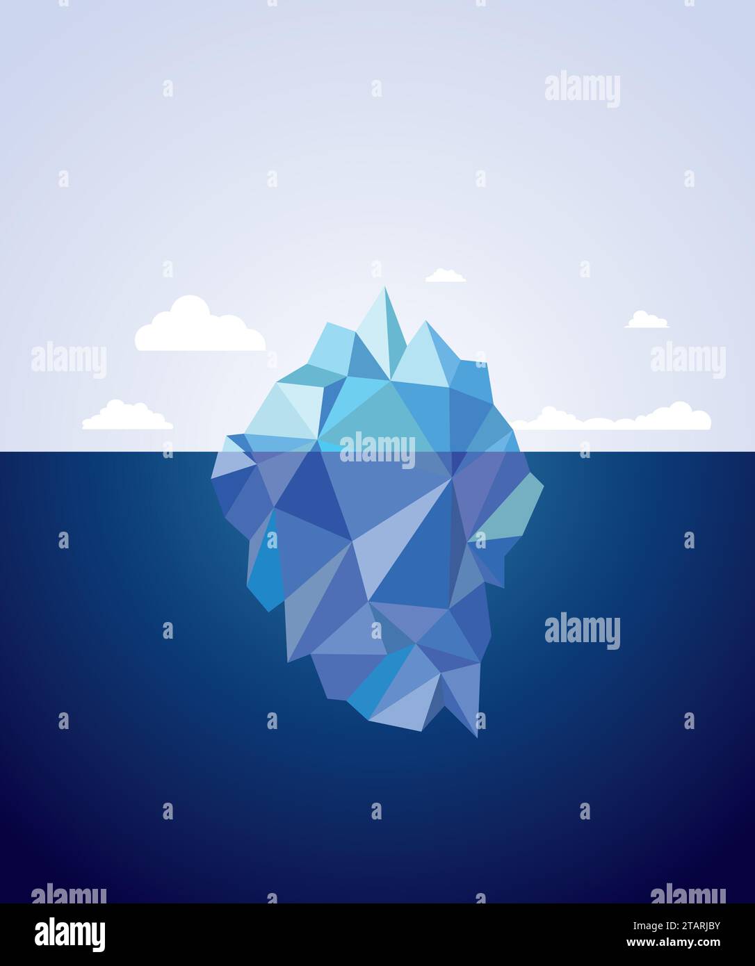 Ein blauer Eisberg auf dem Wasser. Vektorabbildung Stock Vektor