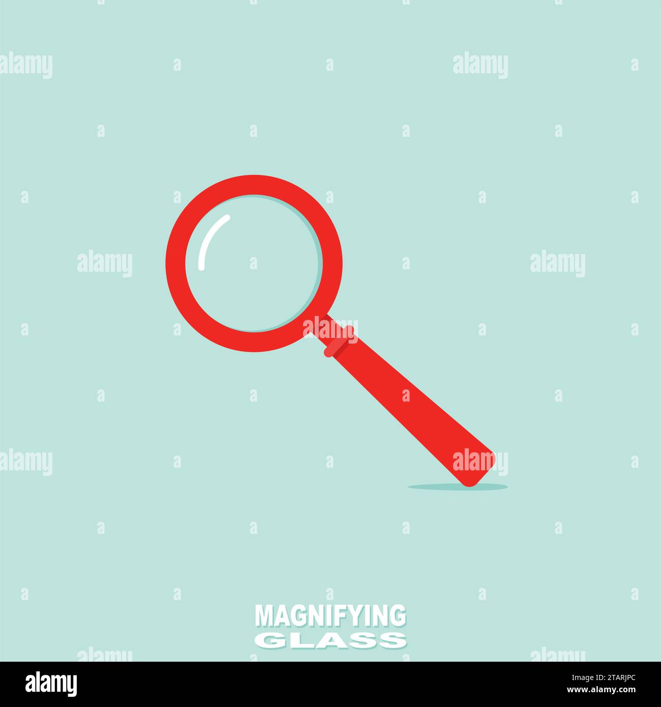 Rotes Vergrößerungsglas oder Lupe. Vektorabbildung. Stock Vektor