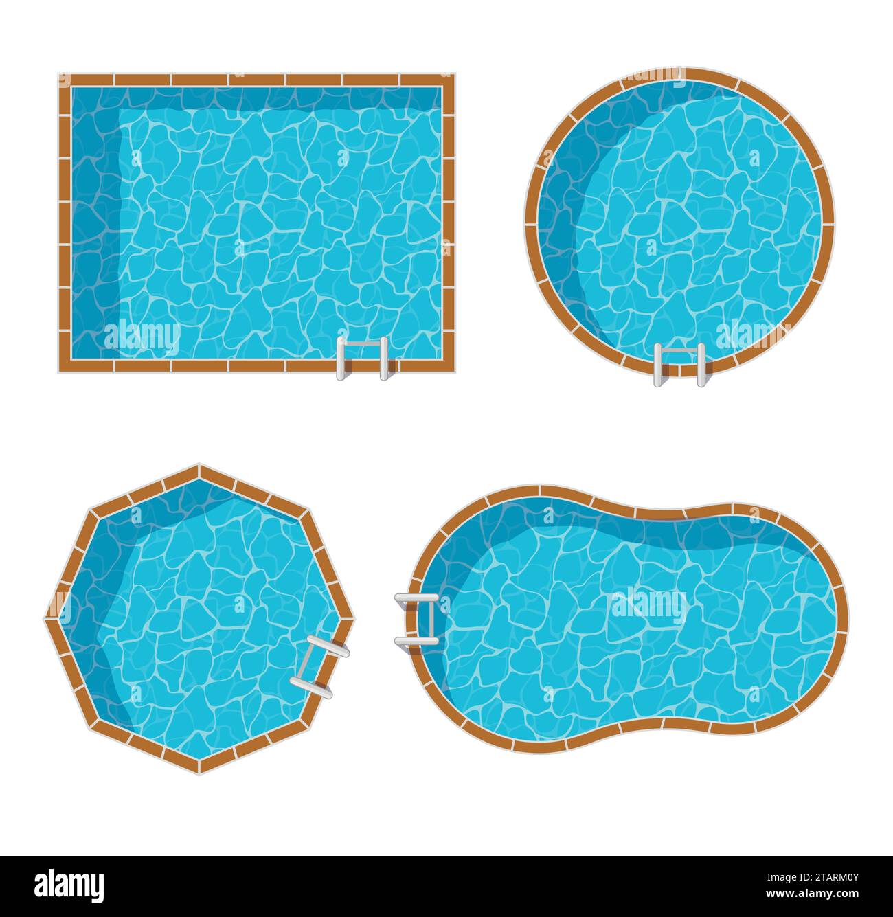 Pools mit Blick auf die Spitze, isoliert auf weißem Hintergrund. Blue Water Freizeit Entspannung Urlaubsreise. Resort Swimmingpool Vector Pool Icon Luxus Lifest Stock Vektor