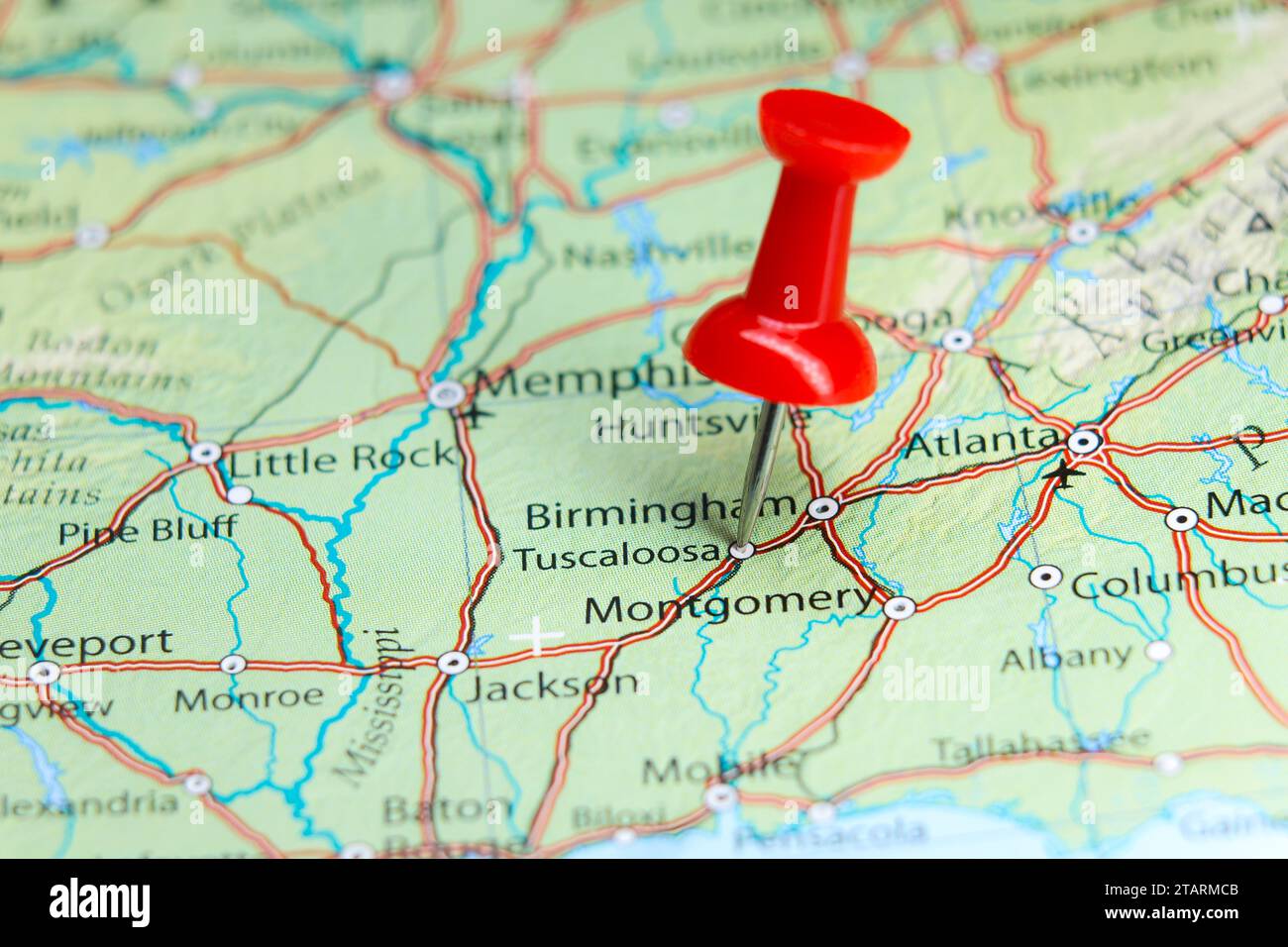 Tuscaloosa, Alabama auf der Karte Stockfoto