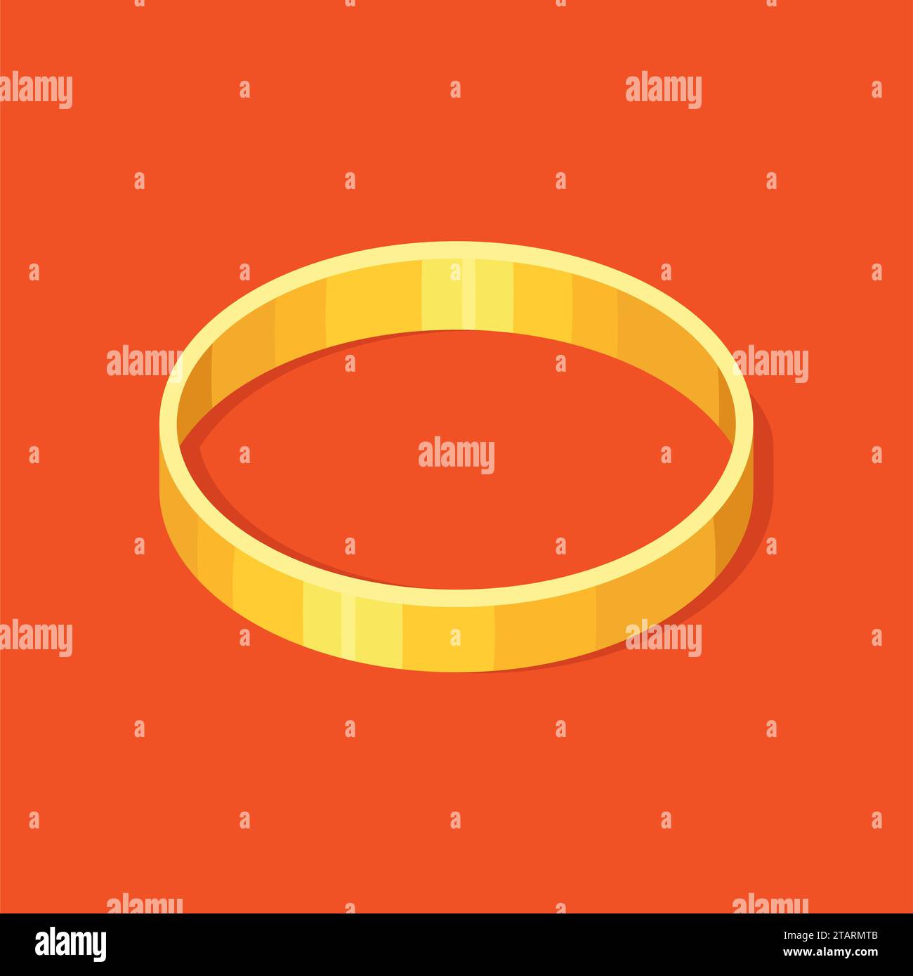 Kostbarer Goldring isoliert auf rotem Hintergrund. Vektor-Ehering-Symbol flaches Design. Hochzeitsschmuck. Stock Vektor