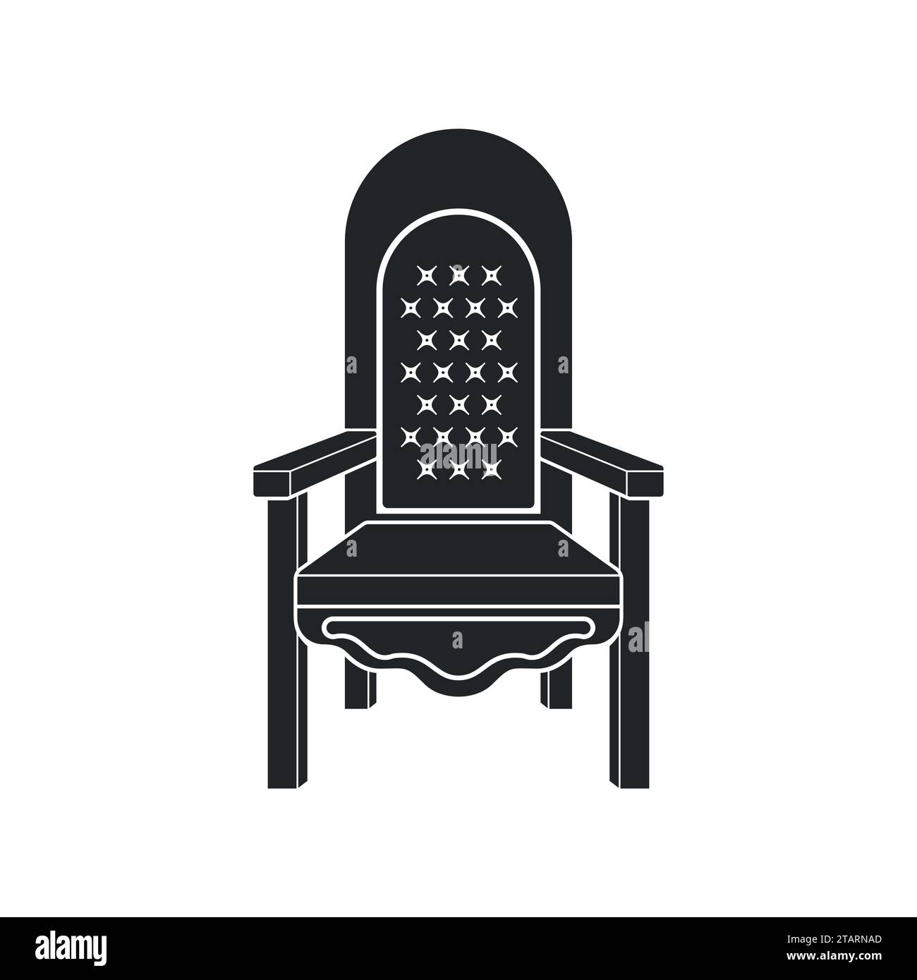 Königlicher Thron. König Thron oder Sessel Ikone in flachem Stil isoliert auf weißem Hintergrund. Vektorabbildung Stock Vektor