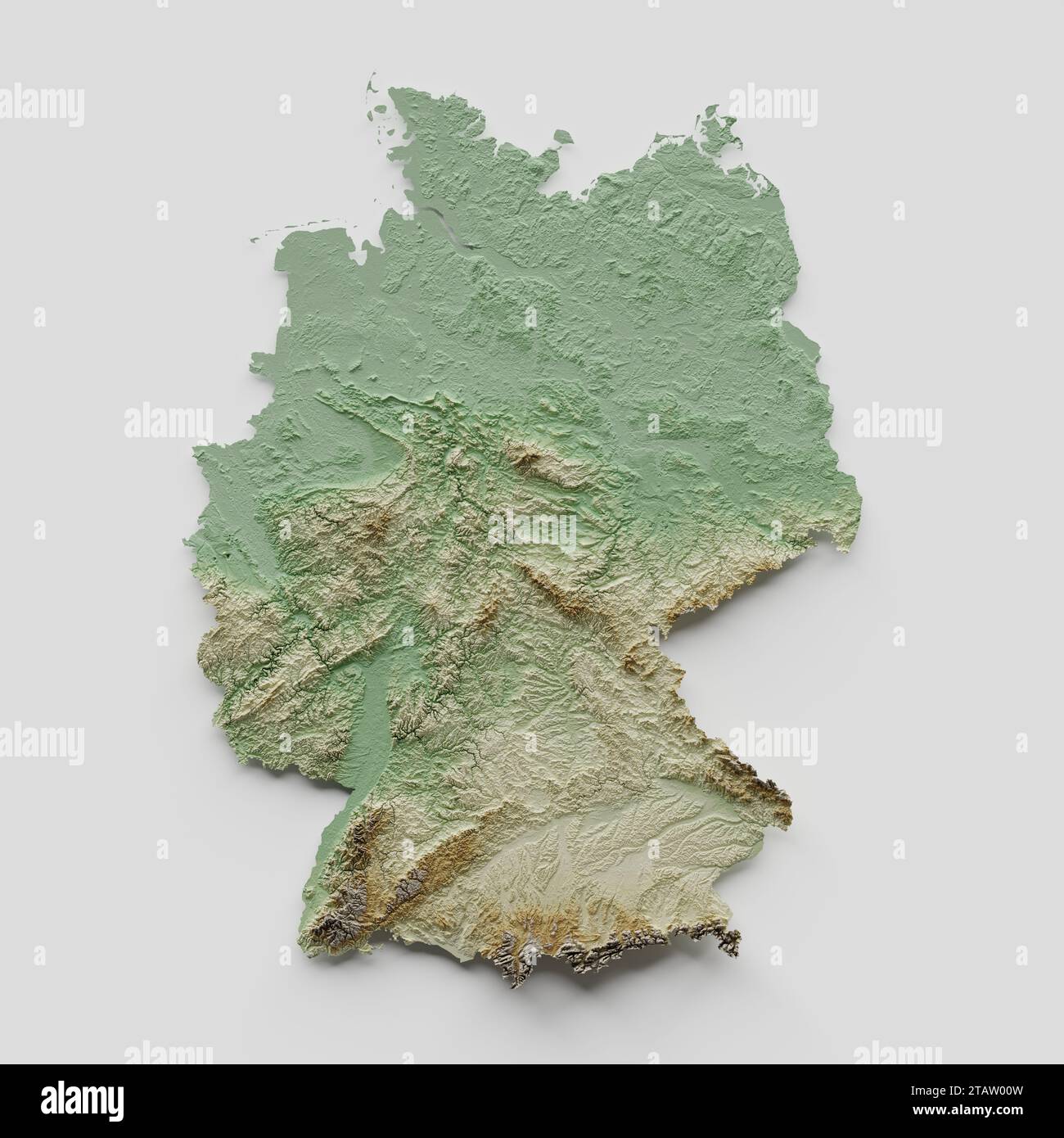 Deutschland topographische Relief-Karte - 3D-Rendering Stockfoto