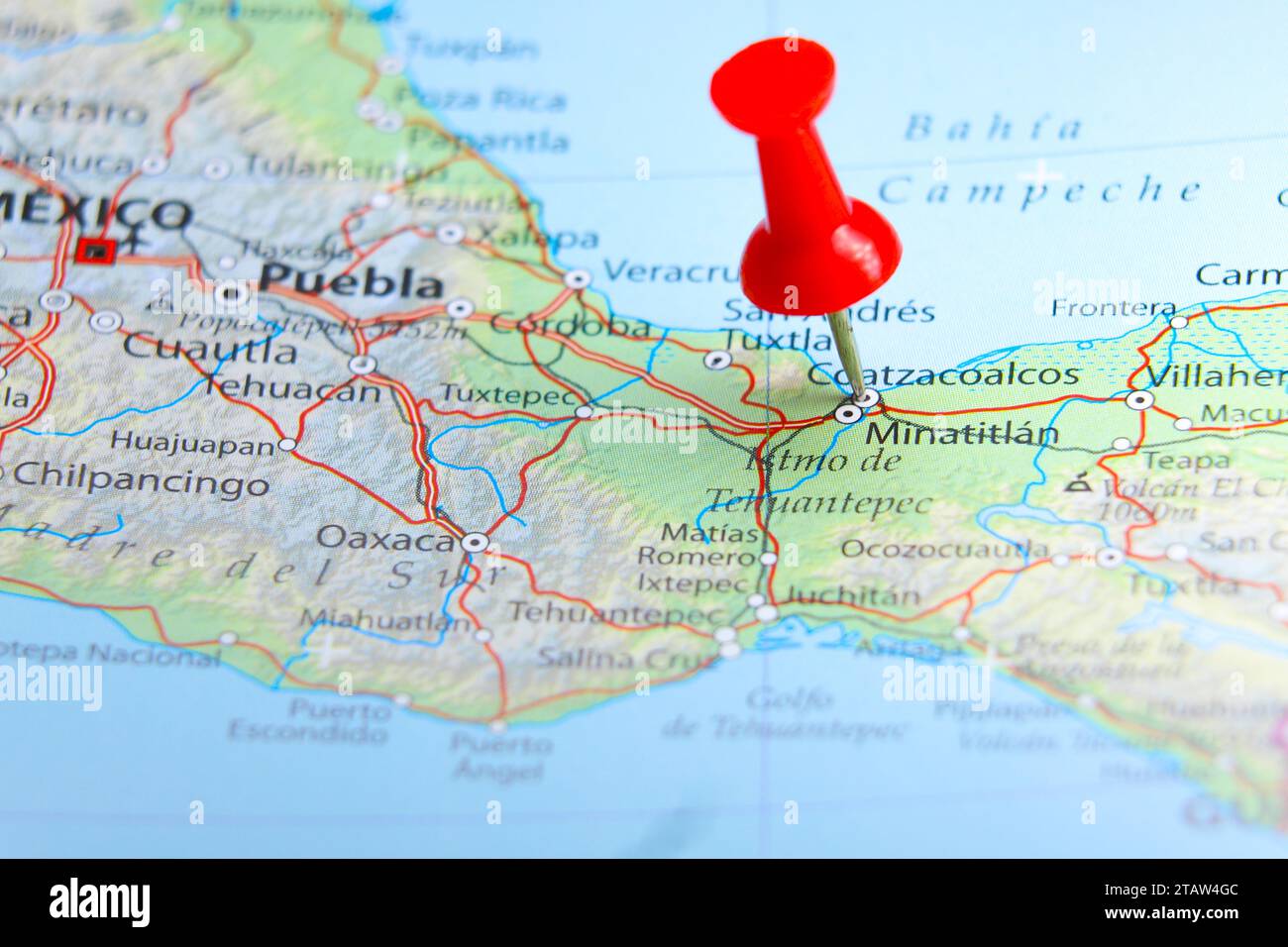 Coatzacoalcos, Mexiko, Pin auf der Karte Stockfoto