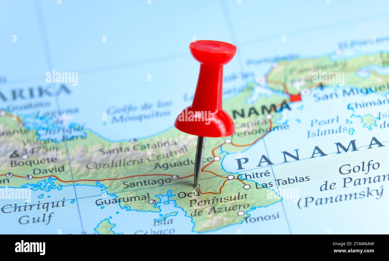 Ocú, Panama Pin auf der Karte Stockfoto