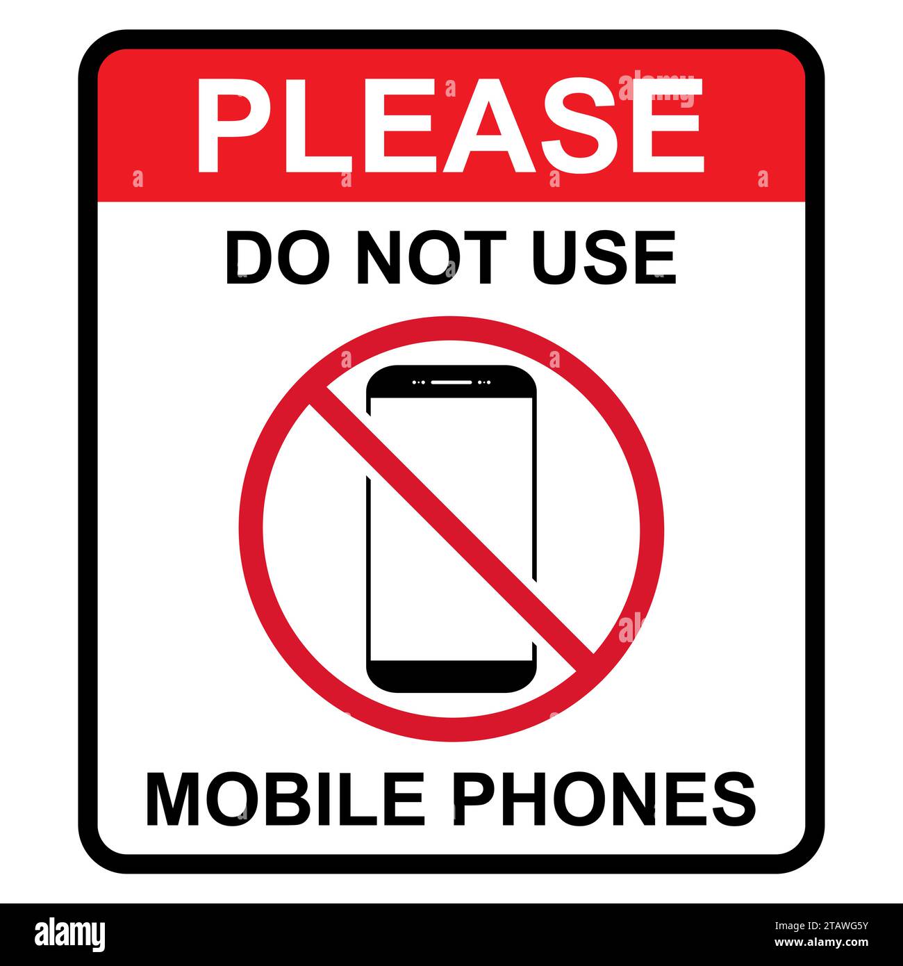 Symbol für verbotenes Handy, Zeichen für keine Verwendung des Telefons, Vektorillustration für Verbot des Smartphone-Etiketts. Stock Vektor