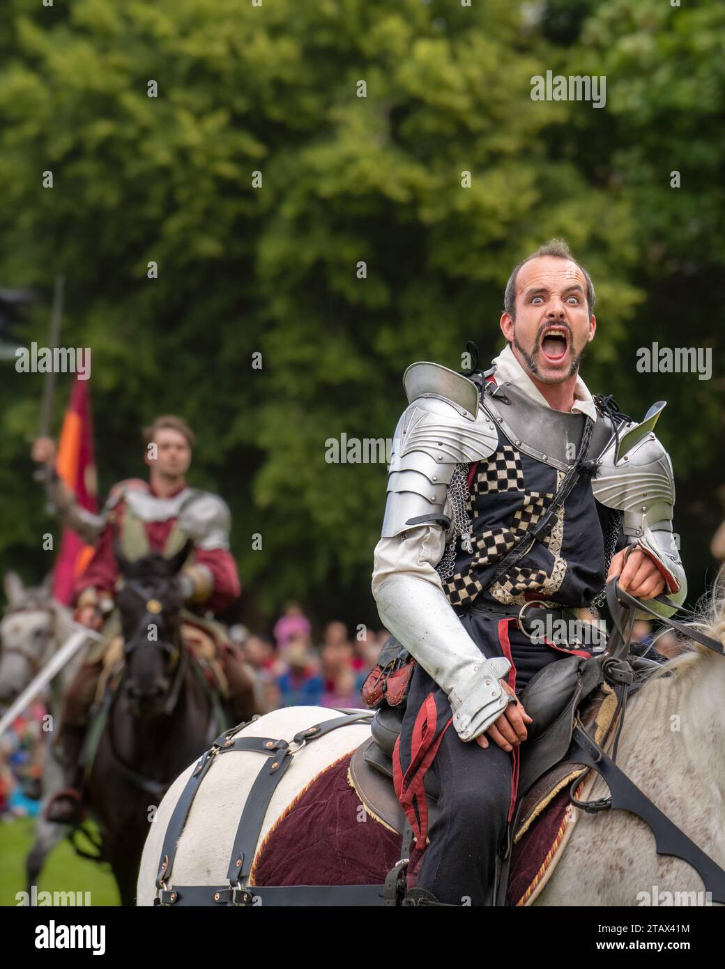 Turnierspiel, Linlithgow Palace, Schottland, Stockfoto