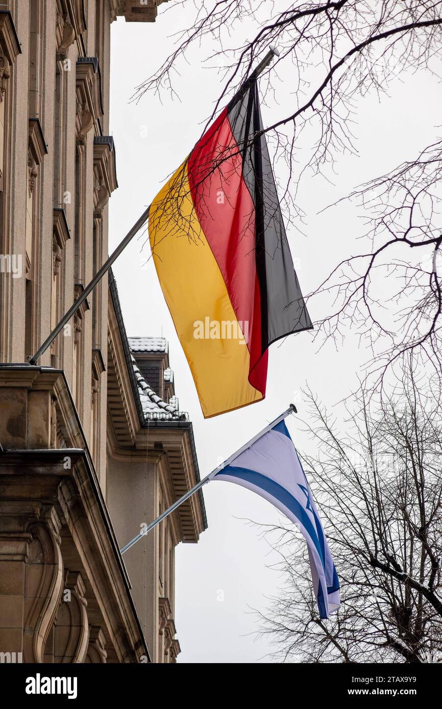 03.12.2023,eine Deutschland / Israel Flagge *** 03 12 2023,eine Deutschland Israel Flagge Stockfoto