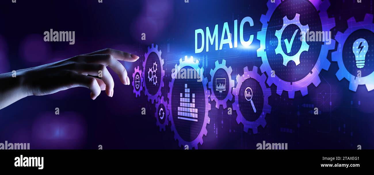 DMAIC SIX Sigma Lean Manufacturing Entwicklung Technologiekonzept. Stockfoto