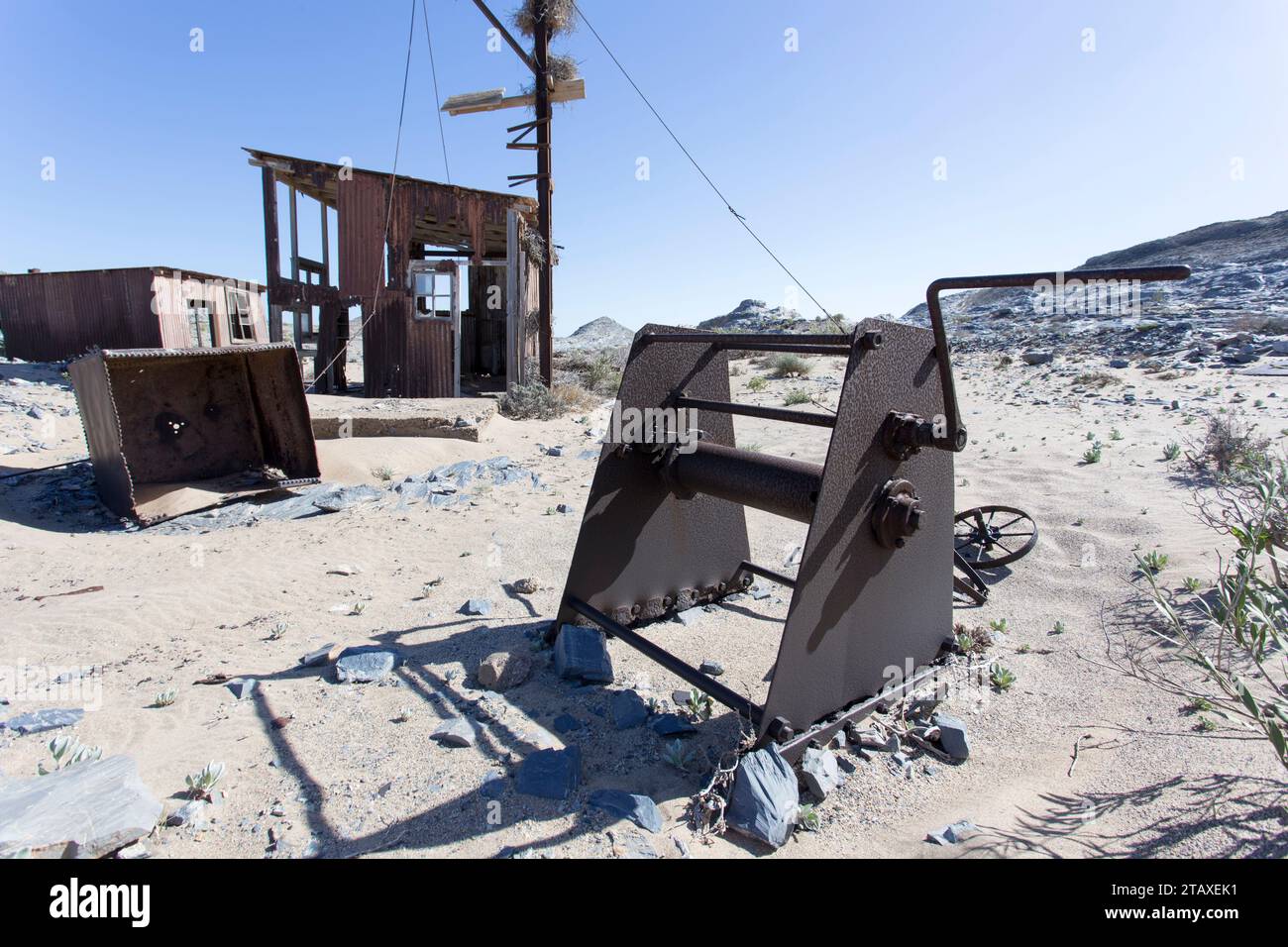 Pomona, Namibia - 15. August 2018: Blick auf die Ruinen der Geisterdiamantstadt Pomona Stockfoto