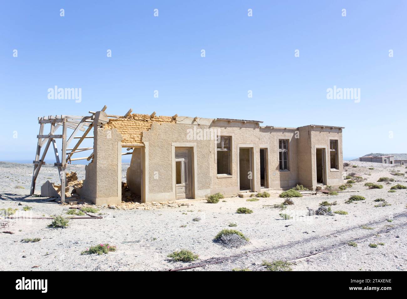 Pomona, Namibia - 15. August 2018: Blick auf die Ruinen der Geisterdiamantstadt Pomona Stockfoto