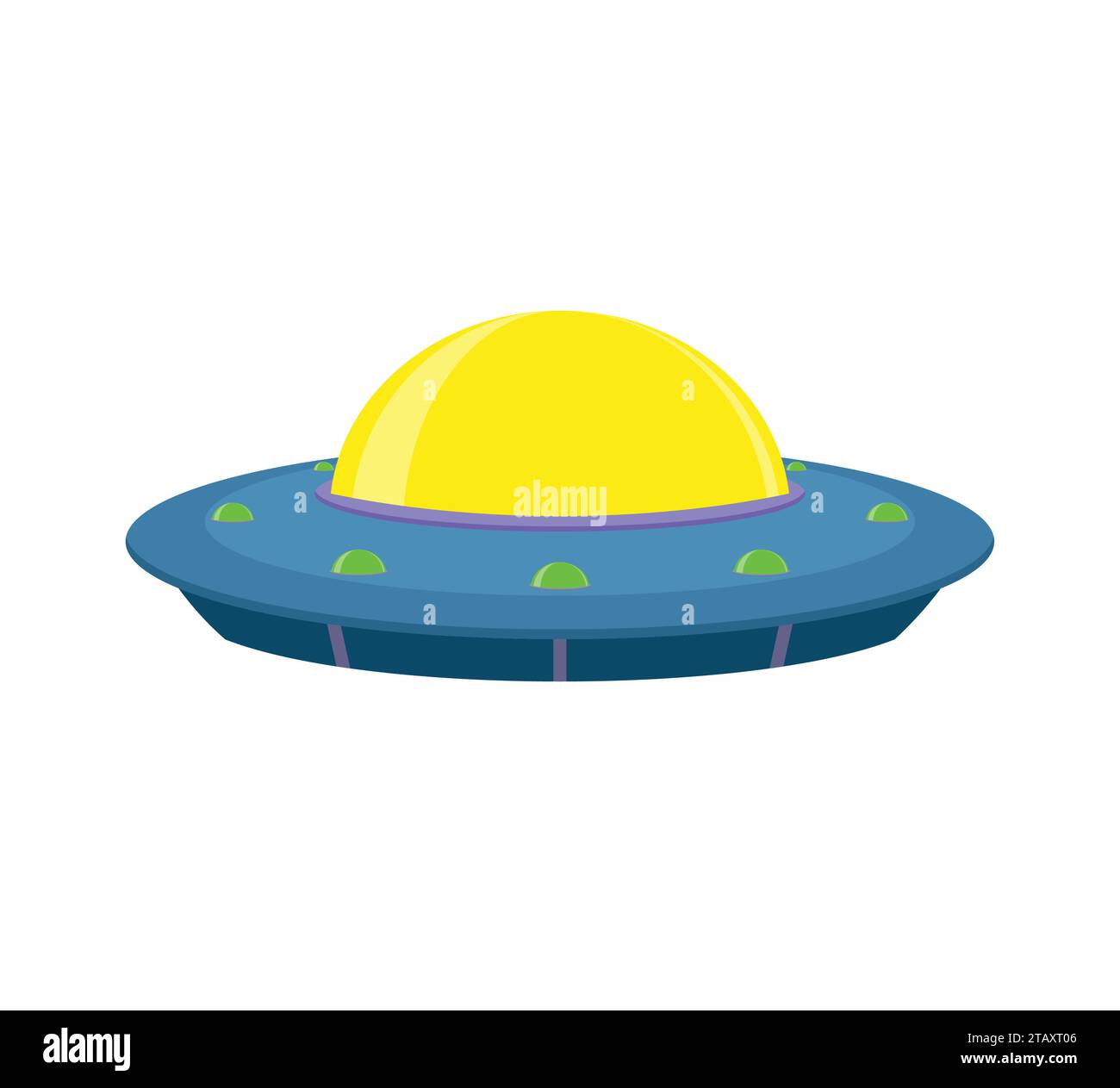 UFO und Fliegende Untertasse, Raumschiff auf weißem Hintergrund. Vektor Stock Vektor