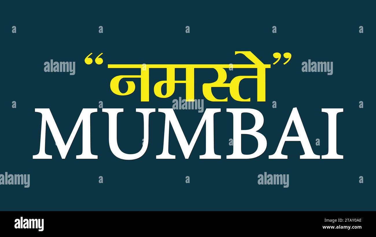 Namaste Mumbai bedeutet Hello Mumbai Typografie Vektor Illustration Stock Vektor