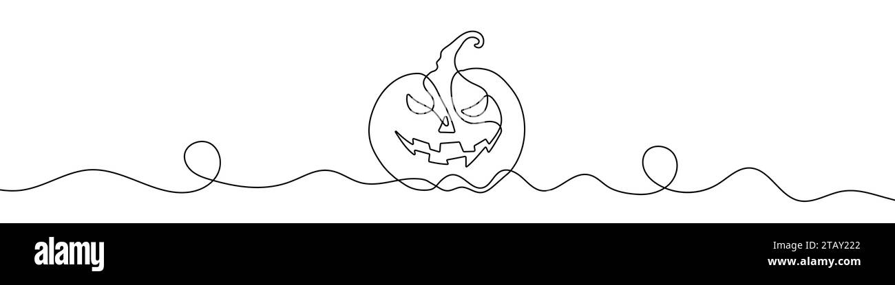 Durchgehende Linienzeichnung von Halloween-Kürbis. Hintergrund einer Zeichnung mit einer Linie. Vektorabbildung. Durchgehende Kürbis-Linie. Stock Vektor