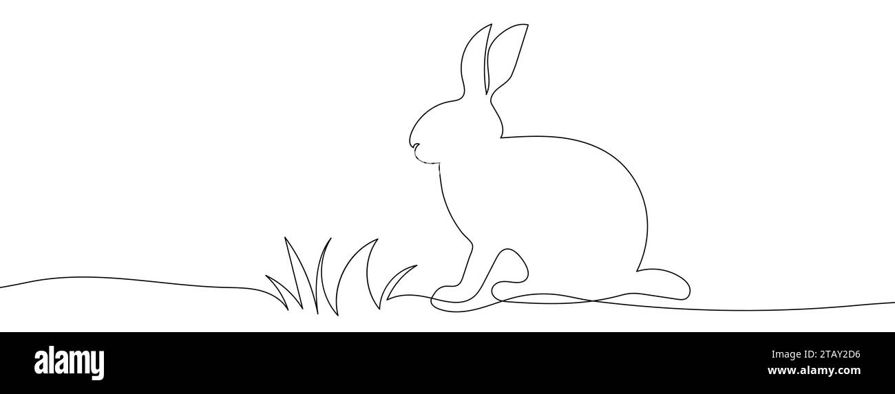 Kontinuierliche Linienzeichnung des Kaninchens. Hintergrund einer Zeichnung mit einer Linie. Vektorabbildung. Kaninchen durchgehende Linie. Stock Vektor