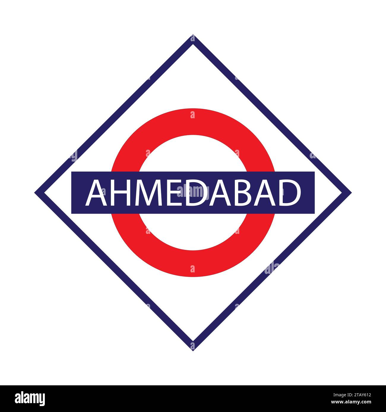 Ahmedabad Junction Railways Namensschild isoliert auf weiß Stock Vektor