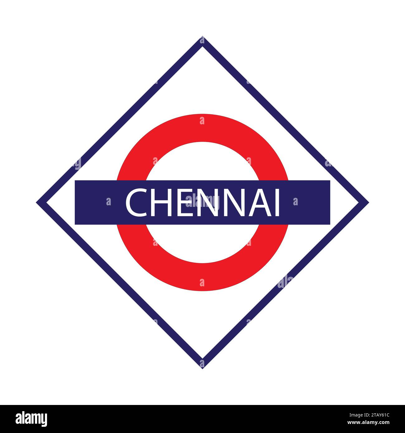 Chennai Junction Railways Namensschild isoliert auf weiß Stock Vektor