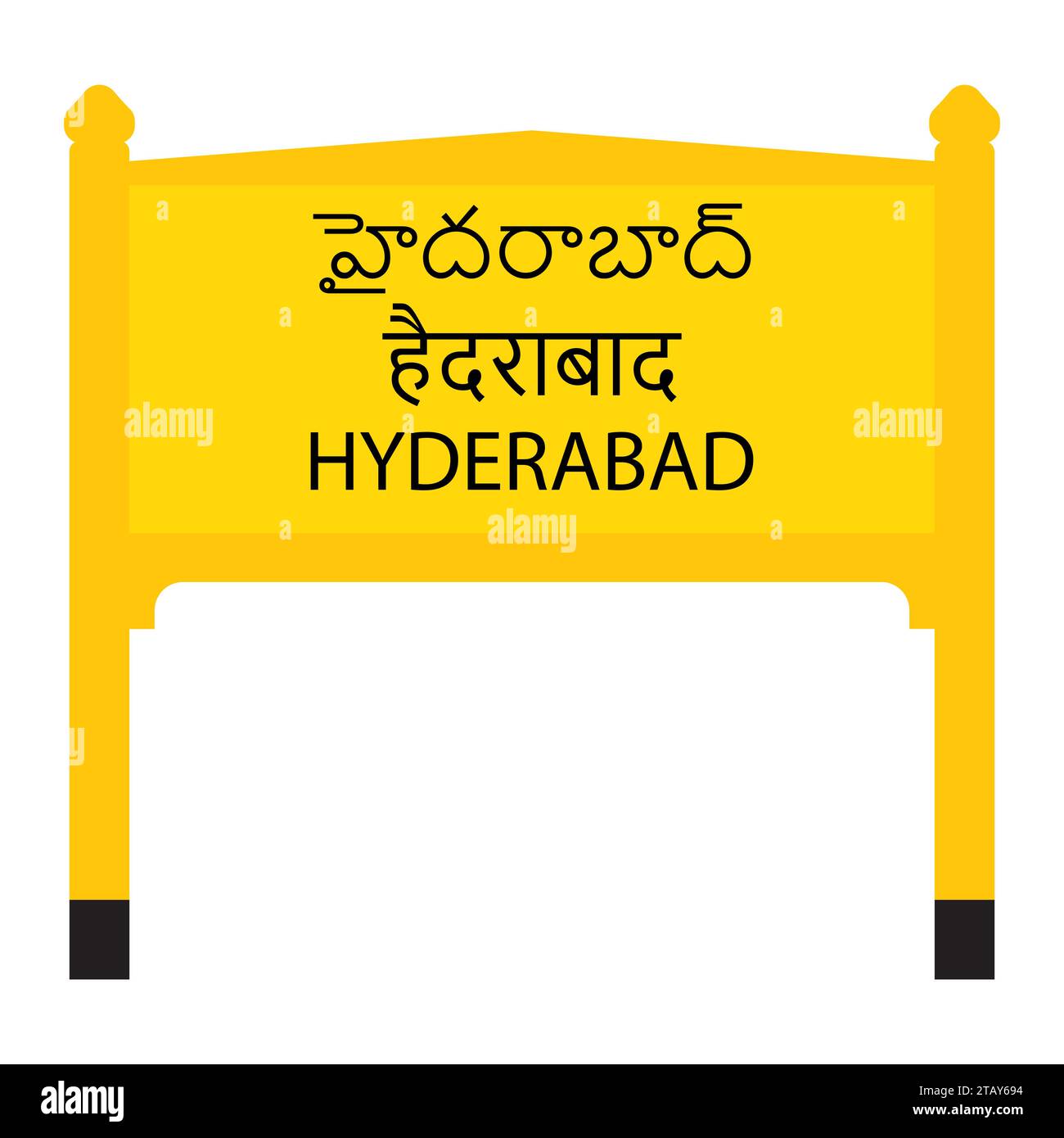 Hyderabad Junction Railways Namensschild isoliert auf weiß Stock Vektor