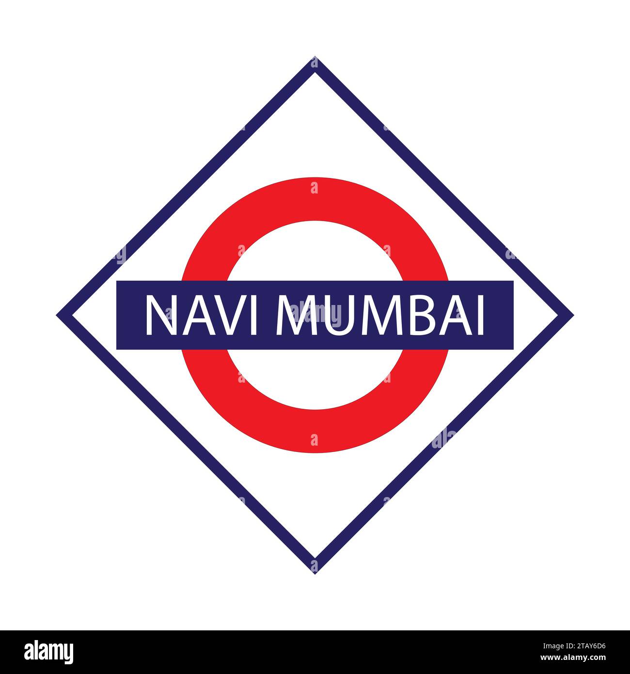 Navi Mumbai Railways Namensschild isoliert auf weiß Stock Vektor