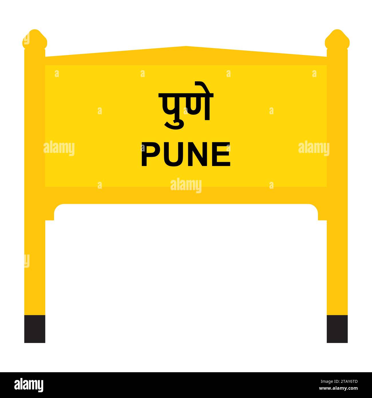 Pune Junction Railways Namensschild isoliert auf weiß Stock Vektor
