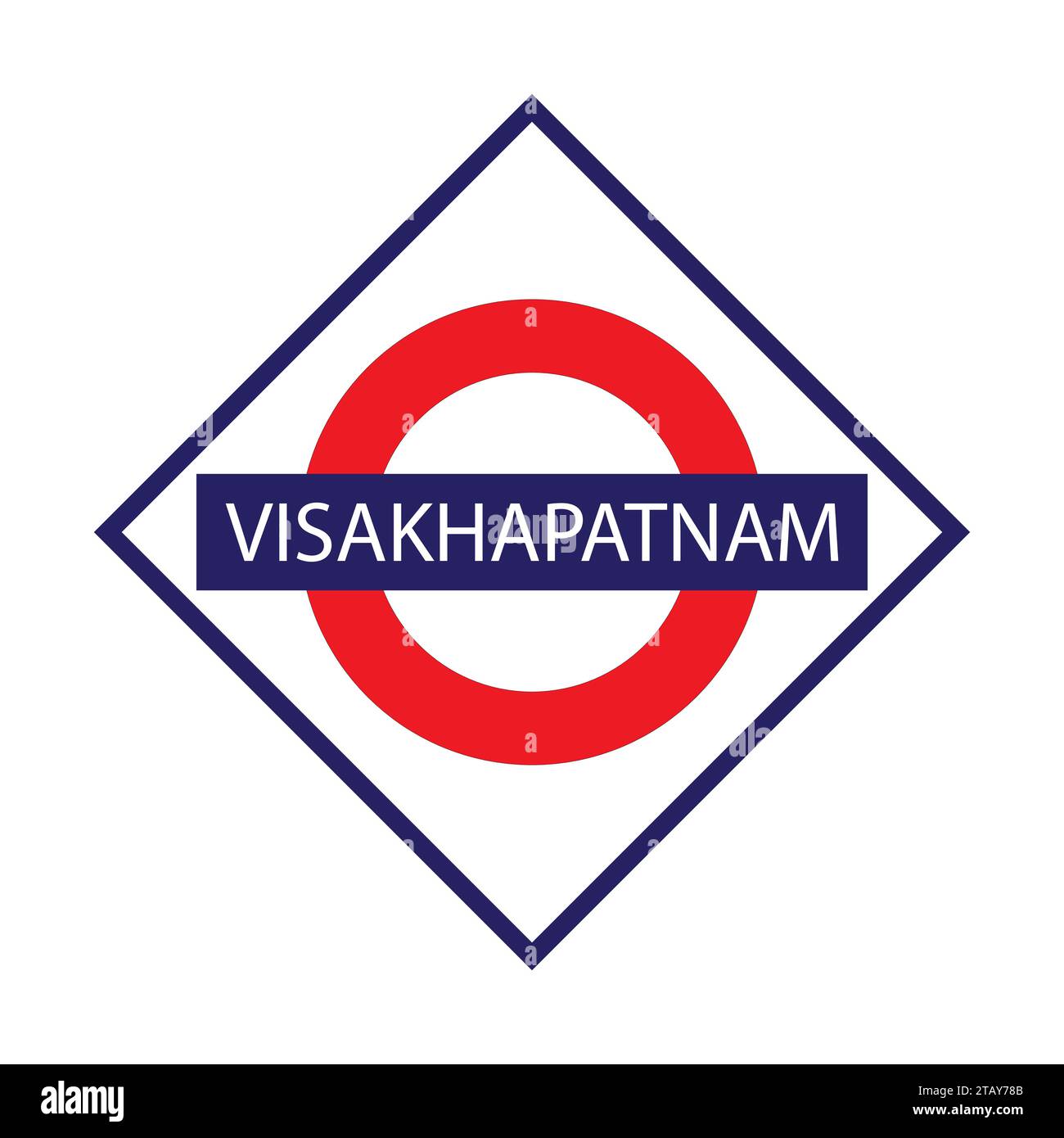 Visakhapatnam Junction Railways Namensschild isoliert auf weiß Stock Vektor