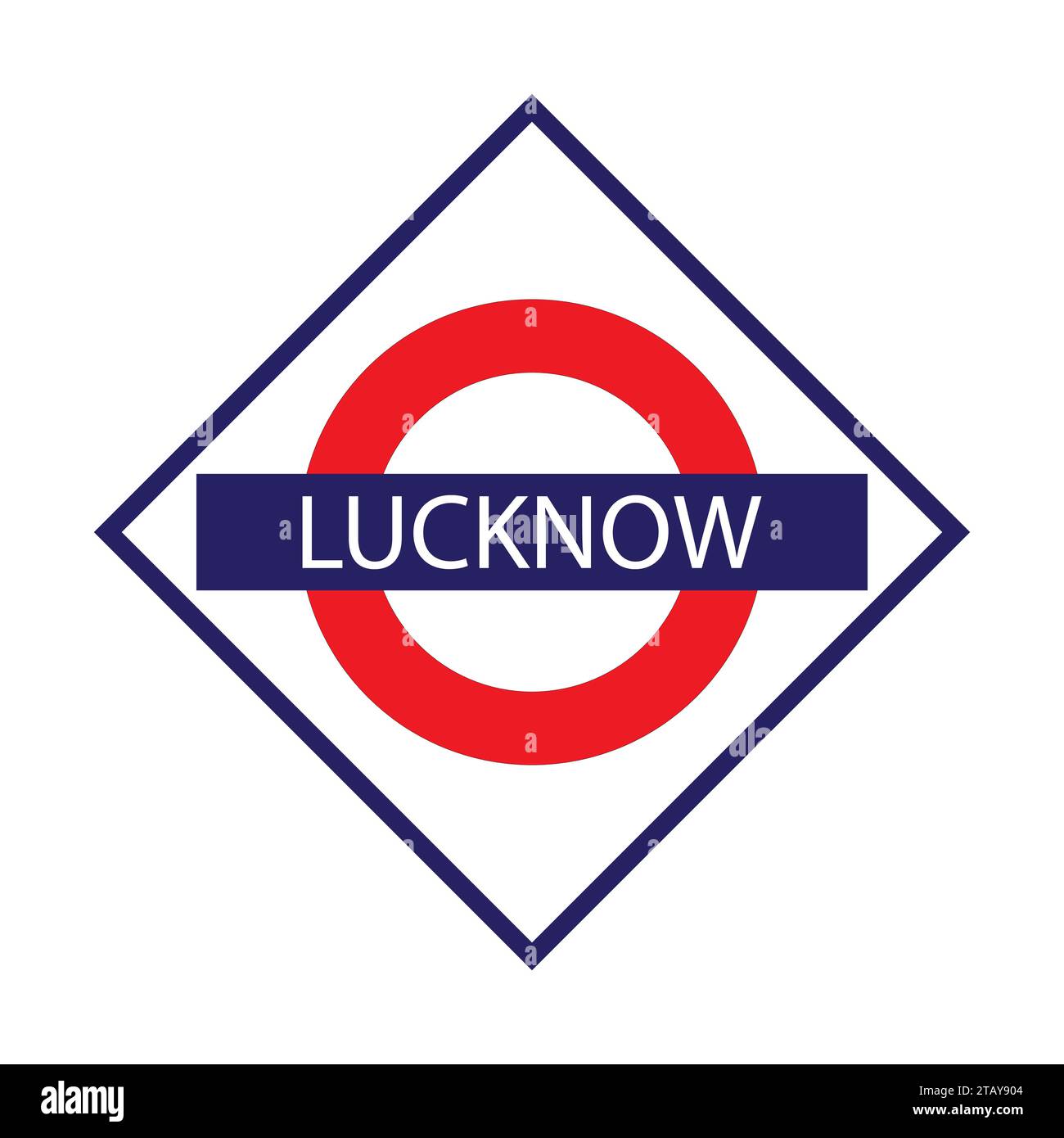 Lucknow Junction Railways Namensschild isoliert auf weiß Stock Vektor
