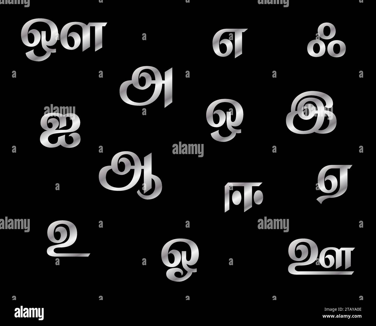 Tamil Vokale Buchstaben Vektor Illustration Stock Vektor