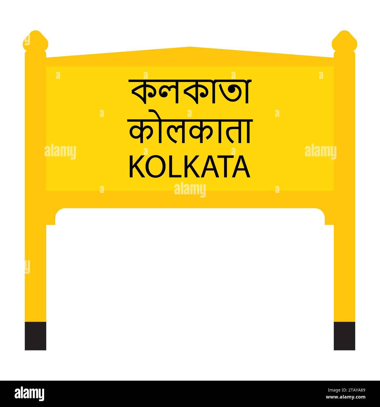 Kolkata Junction Railways Namensschild isoliert auf weiß Stock Vektor