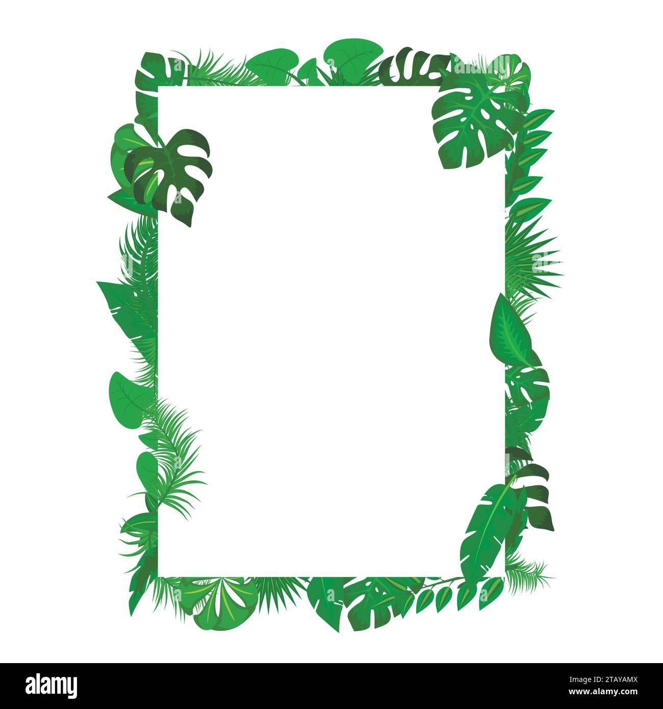 Sommerposter. Tropische Blätter Hintergrund mit weißem Papier mit Textrahmen. Tropischer Hintergrund Vektor Palmblatt. Konzept für die Konstruktion Stock Vektor