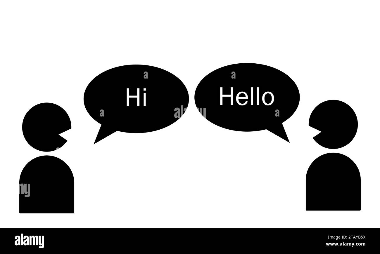 Person mit Sprechblase-Konzept sagt Hallo und Hallo Stock Vektor