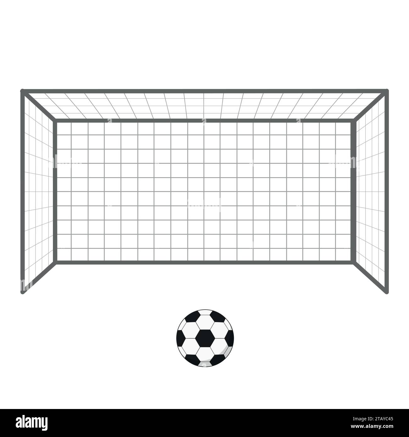 Fußball-Fußballtor und -Ball. Gates Torwart isoliert auf weißem Hintergrund. Vektorabbildung Stock Vektor