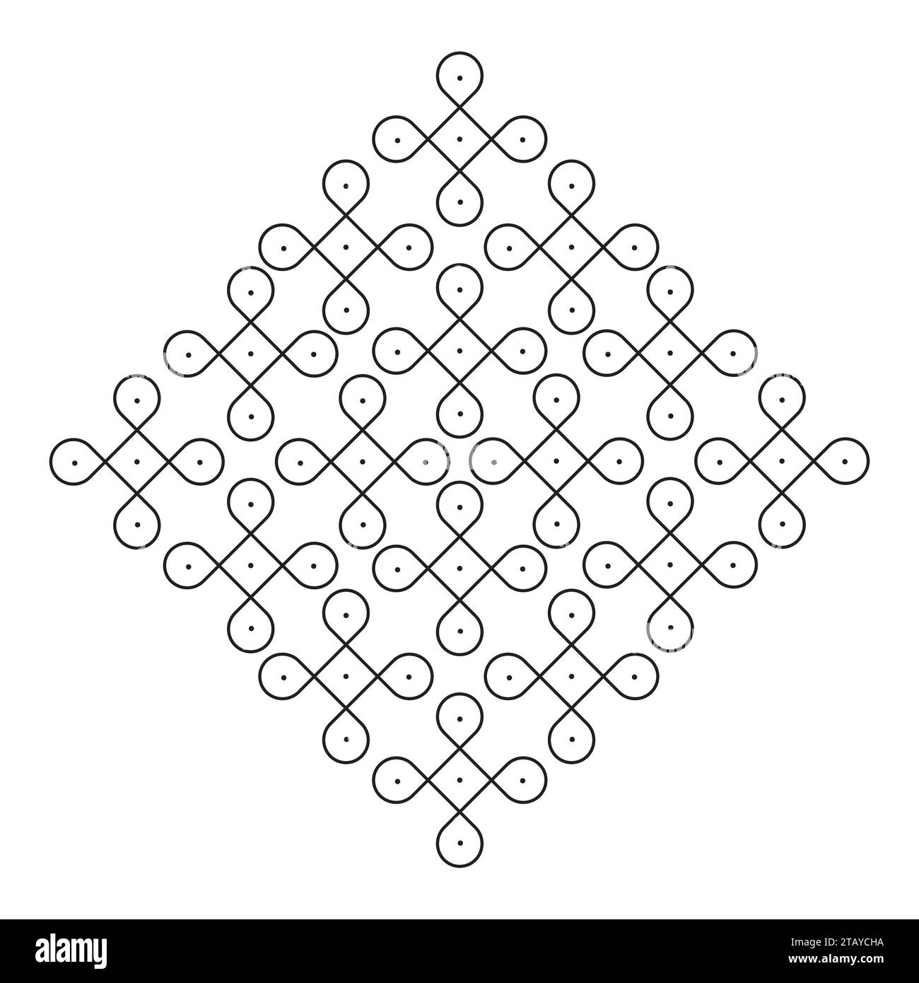 Rangoli oder Muggu oder Kolam ist eine Kunstform aus dem indischen Subkontinent. Muster werden auf dem Boden oder auf dem Boden mit Materialien wie erstellt Stock Vektor