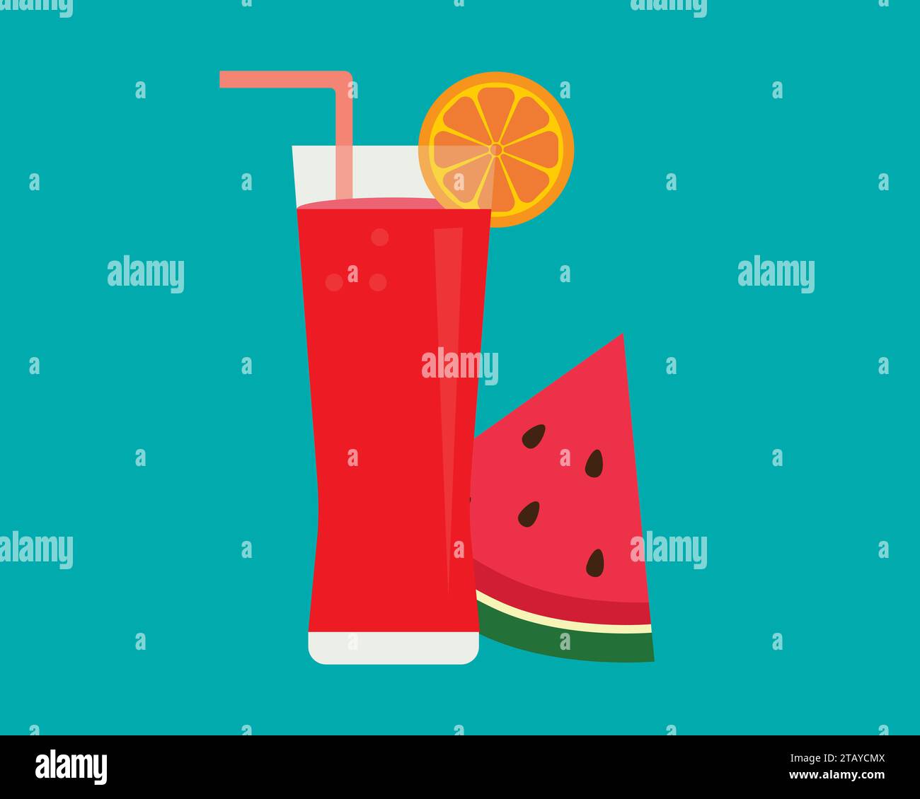 Wassermelonensaft mit Scheibe Wassermelonensaft Vektor Illustration Stock Vektor