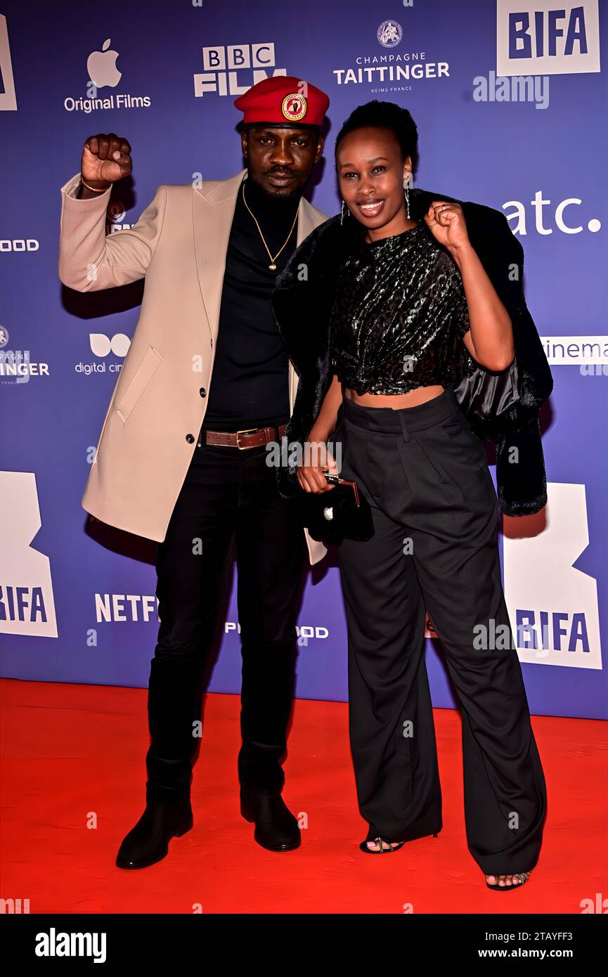 London, Großbritannien. Dezember 2023. Bobi Wine und Barbie Kyagulanyi nehmen an den 26. British Independent Film Awards 2023 im Old Billingsgate in London Teil. Quelle: Siehe Li/Picture Capital/Alamy Live News Stockfoto