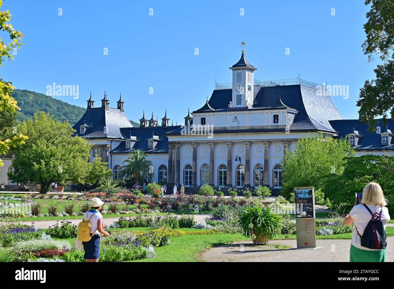 Schloss Pillnitz und Park in Dresden, Freistaat Sachsen Stockfoto