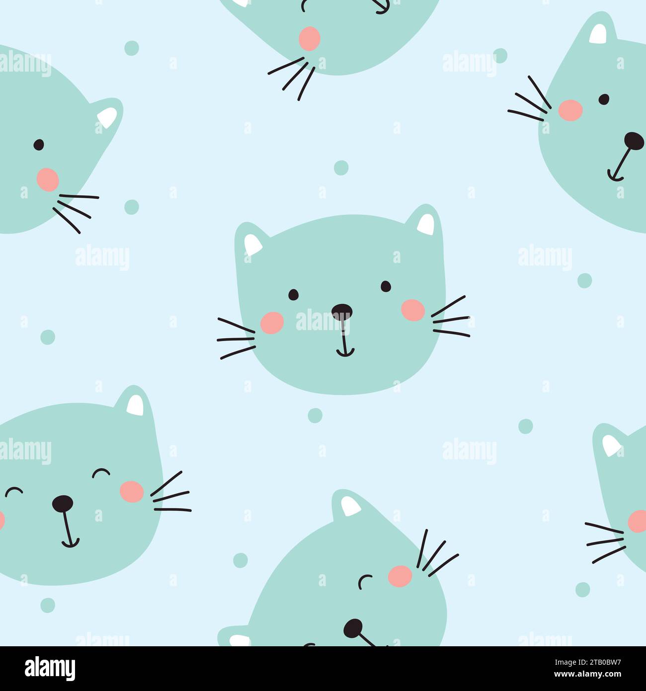 Niedliches nahtloses Katzenmuster. Vektorabbildung. Es kann für Tapeten, Verpackungen, Karten, Muster für Kleidung und andere verwendet werden. Stock Vektor