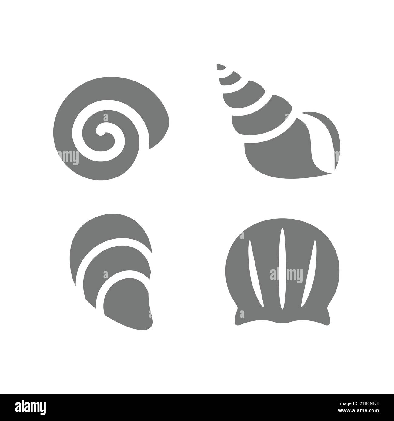 Muscheln und Muscheln Vektor-Symbol Set. Schalentiere, Muscheln und Muscheln. Stock Vektor