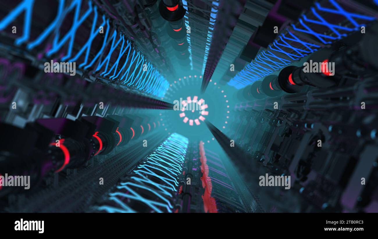 Futuristischer Abstrakter Technologischer Weltraumtunnel Stockfoto