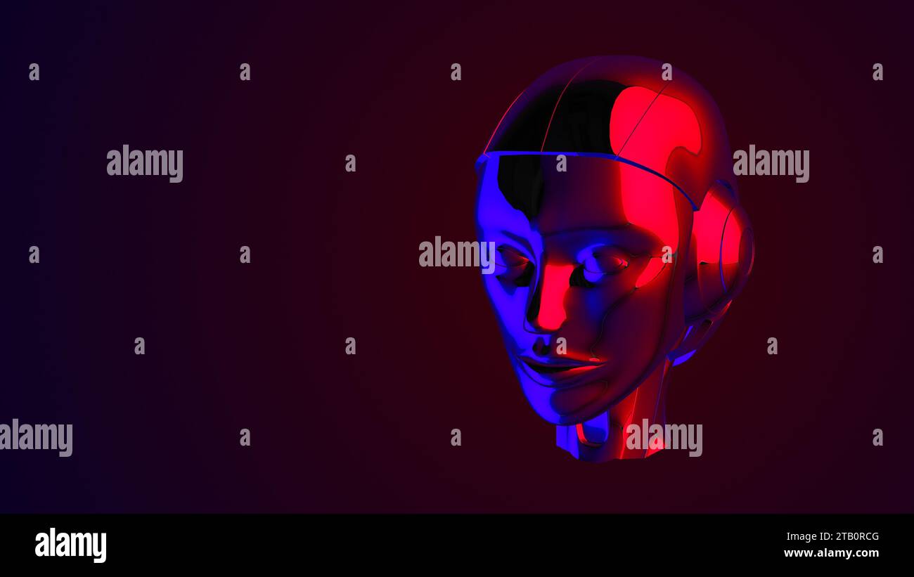 Künstliche Intelligenz abstraktes digitales menschliches Gesicht Stockfoto