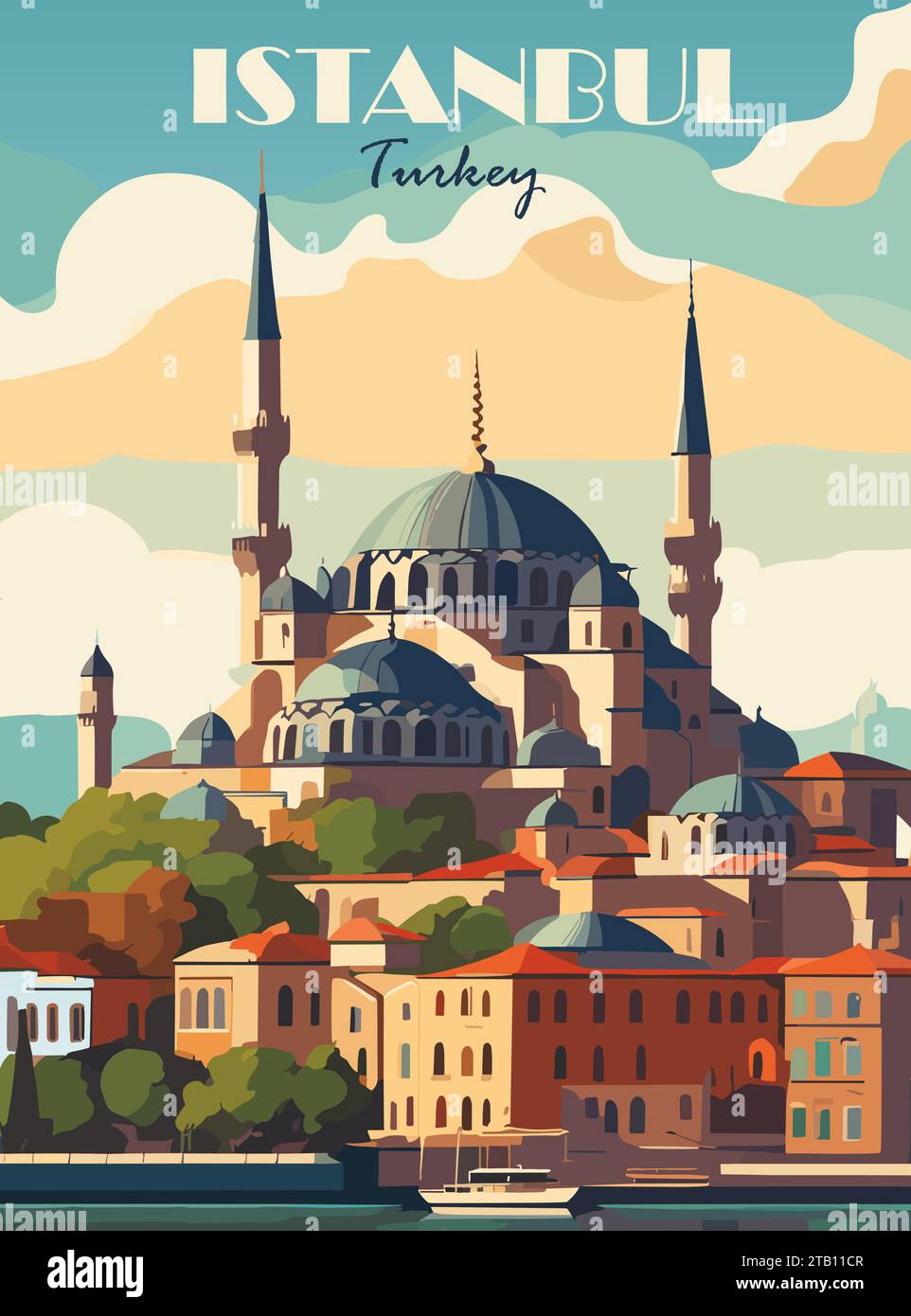 Istanbul, Türkei-Reiseplakat im Retro-Stil. Stock Vektor