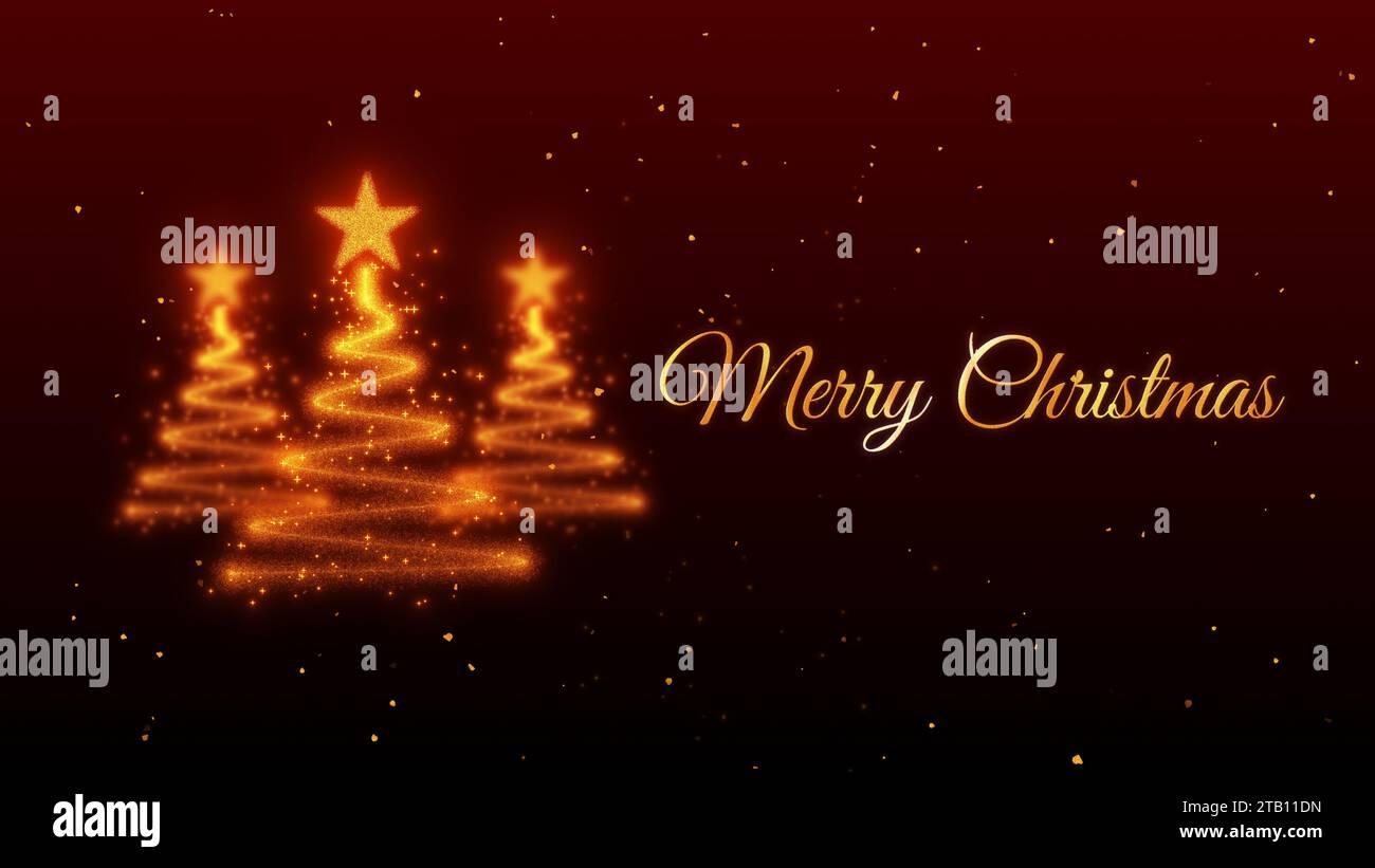 Abstrakter goldener weihnachtsbaum auf rotem Hintergrund Stockfoto