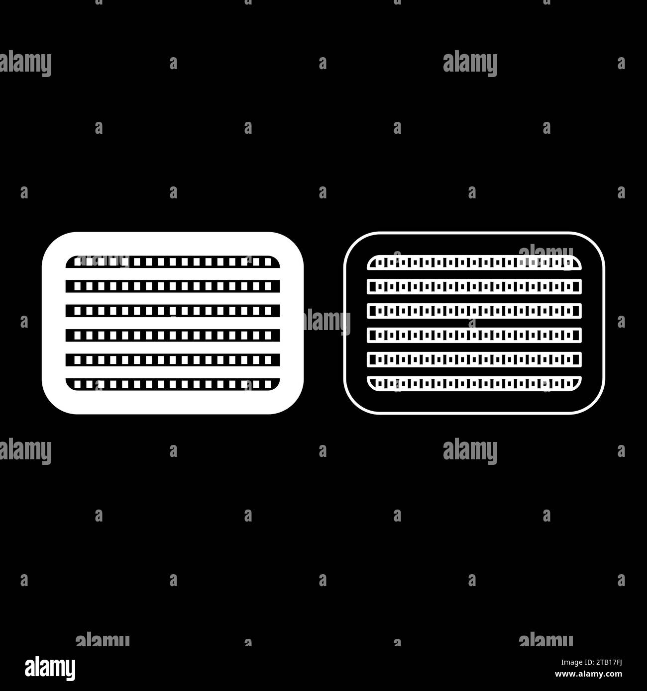 Autokühler Fahrzeugservice Autoteile Detailkonzept Set Symbol weiß Farbe Vektor Illustration Bild einfache Vollfüllung Kontur Linie dünn flach Stock Vektor