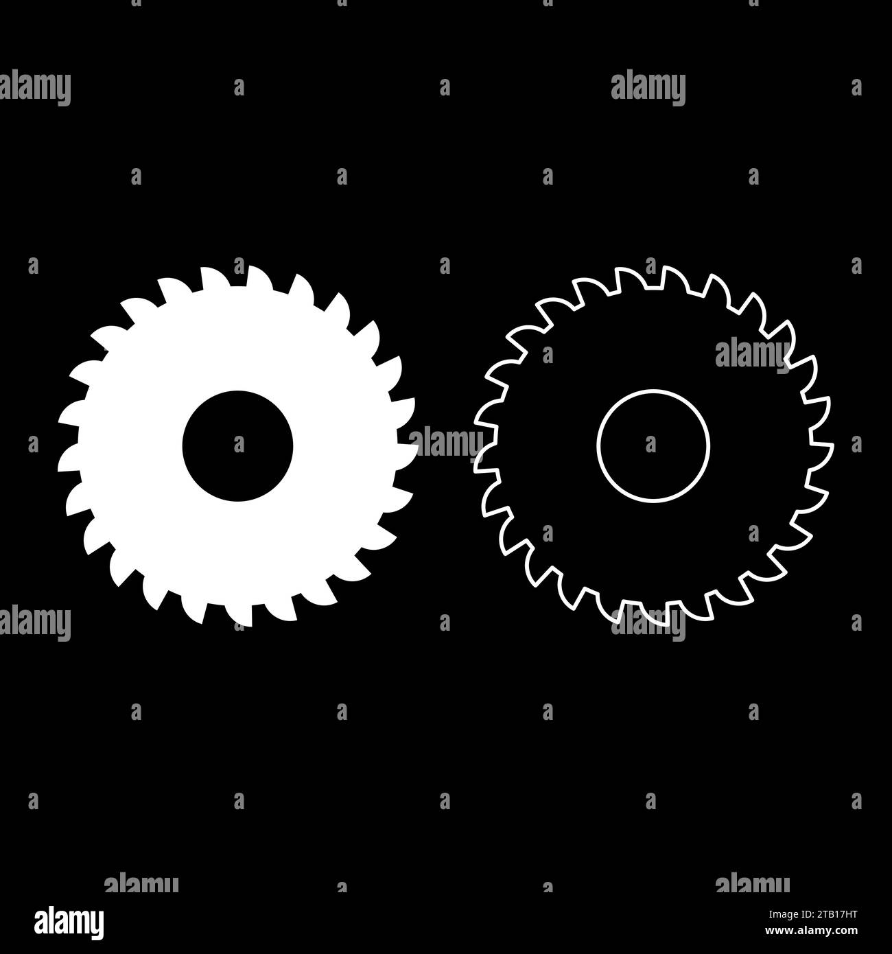 Runde Messer Mühlstein Kreissäge Scheibe Set Symbol weiß Farbe Vektor Illustration Bild einfache Vollfüllung Umrisslinie dünne flache Art Stock Vektor