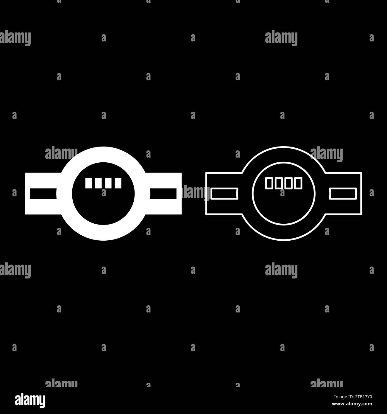 Wasserzähler Messung Sanitärausrüstung Set Symbol weiß Farbe Vektor Illustration Bild einfache Vollfüllung Umrisslinie dünn flach Stil Stock Vektor