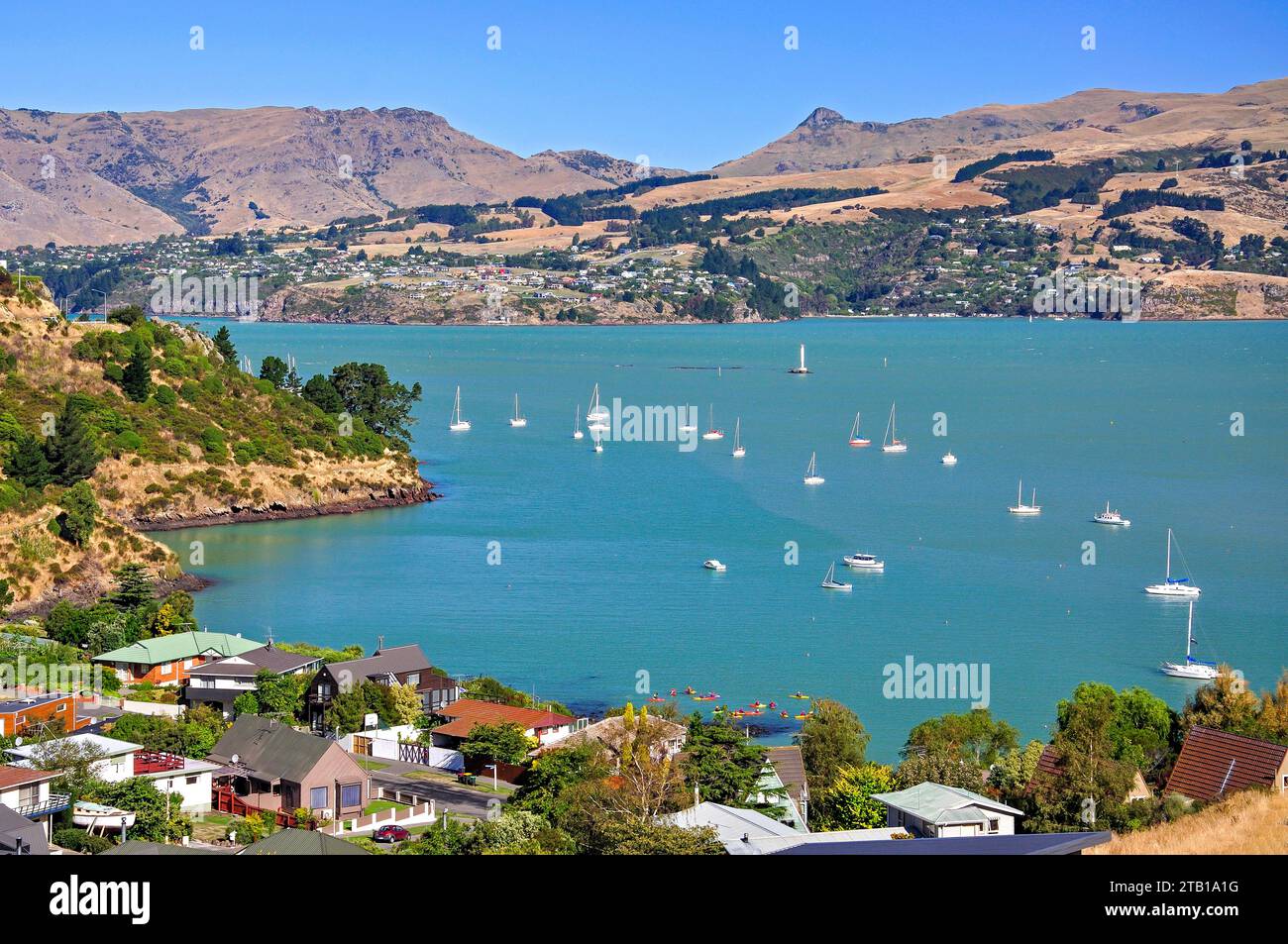 Cass Bay, Lyttelton Harbour, der Bank Halbinsel, Canterbury, Südinsel, Neuseeland Stockfoto