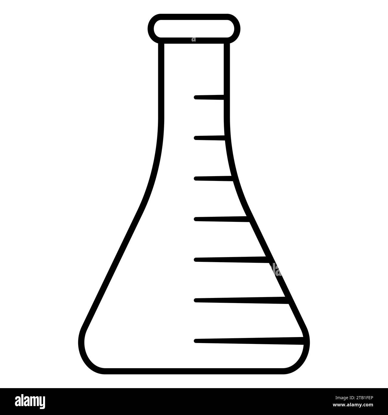 Logo Chemikalienlabor, Laborkolben, Messvolumen auf der Skala des Reagenzglases Stock Vektor