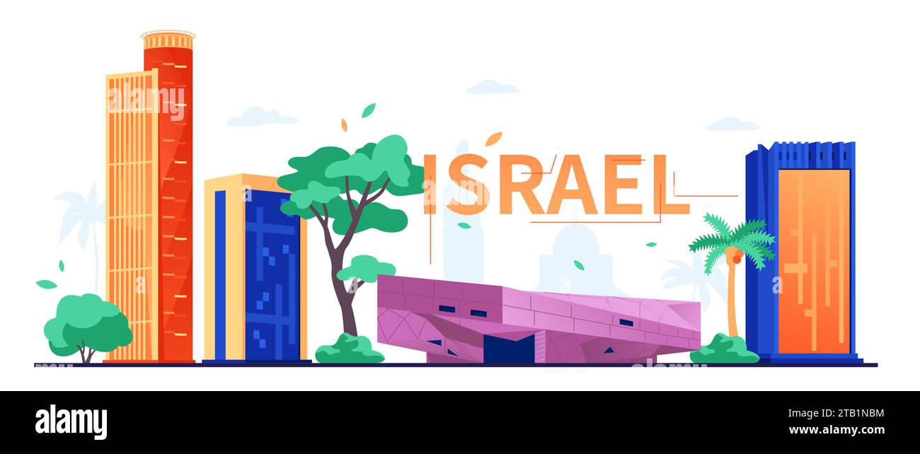 Moderne Gebäude in Israel - farbige Vektor-Illustration Stock Vektor