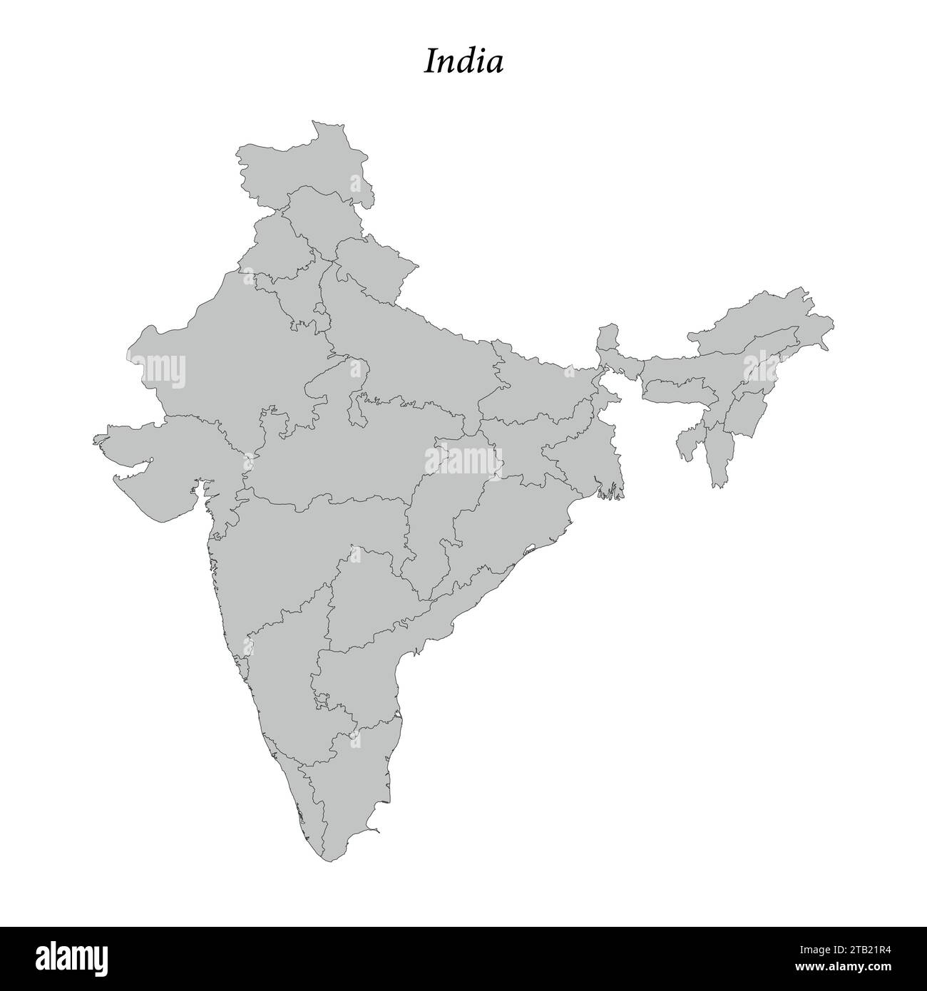 Einfache flache Karte von Indien mit Bezirksgrenzen Stock Vektor